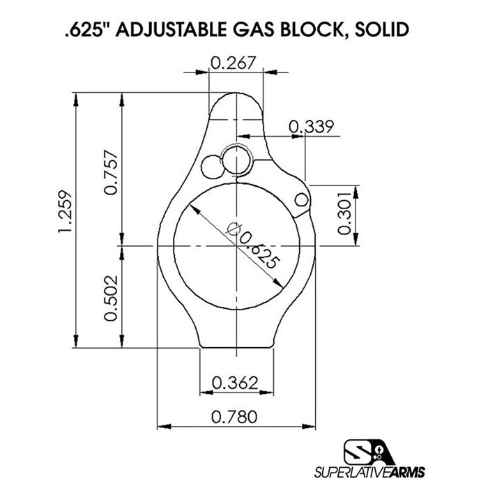 AR-15 Adjustable Solid Gas Block 850011846407