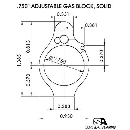 AR-15 Adjustable Solid Gas Block 850011846445