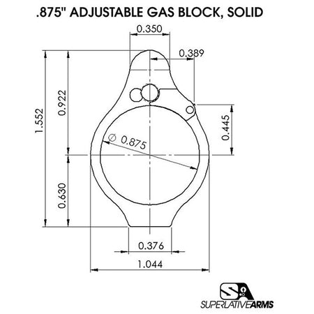 AR-15 Adjustable Solid Gas Block 850011846476