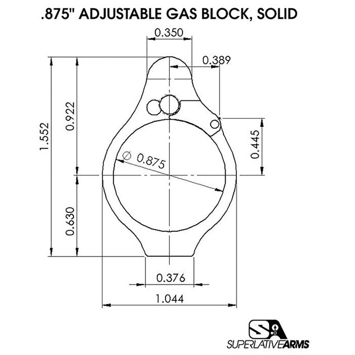 AR-15 Adjustable Solid Gas Block 850011846483
