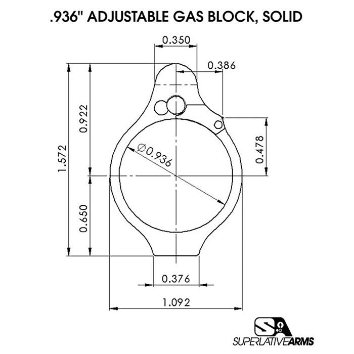 AR-15 Adjustable Solid Gas Block 850011846520