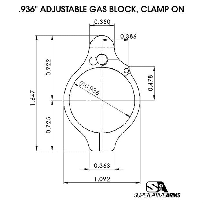 AR-15 Adjustable Clamp-On Gas Block 850011846506
