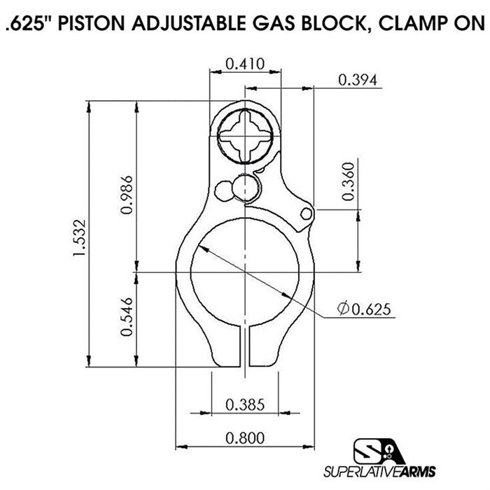 Right Hand AR-15 0.625" Clamp Block Adjustable Piston System