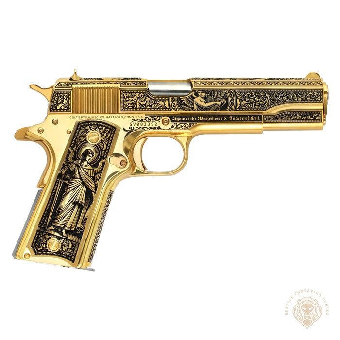 1911 GOV'T CLASSIC 38 SUPER 5" BBL (1)9RD MAG GOLD ARCHANGEL