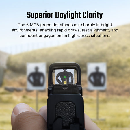 Osight SE Enclosed Emitter 6 MOA Green Dot Sight with Side-Loading Battery and RMSc Footprint