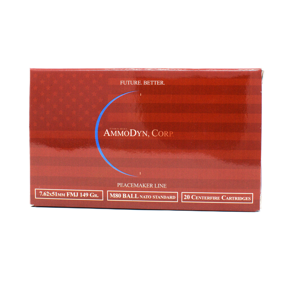 AmmoDyn 7.62x51mm NATO 149 Grain Full Metal Jacket (FMJ) Brass