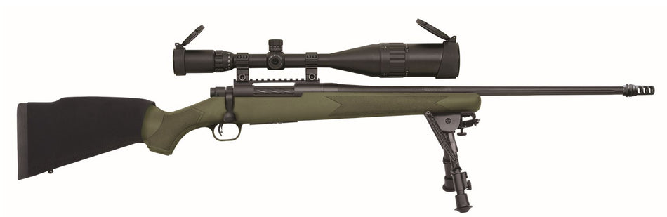 Mossberg 27924 Patriot Night Train 308 Win Caliber with 5+1 Capacity, 22" Threaded/Fluted Barrel, Matte Blued Metal Finish & OD Green Synthetic Stock Right Hand (Full Size) Includes 6-24x50mm Scope