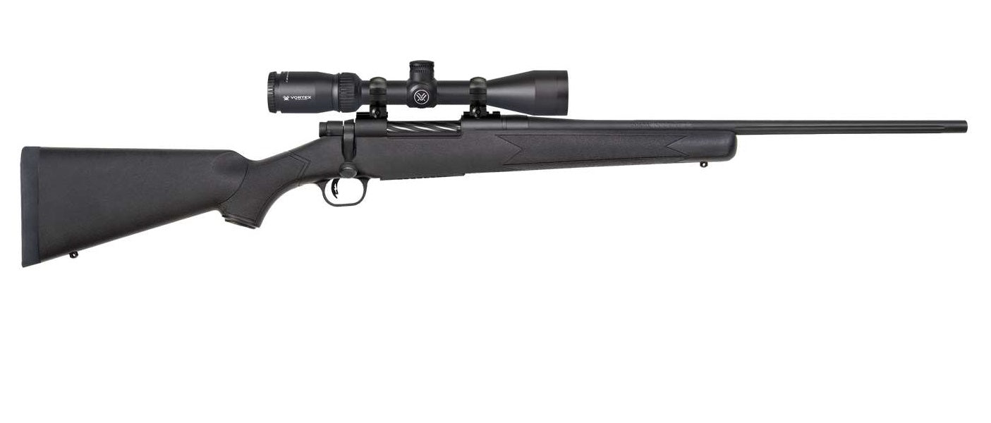 Mossberg 28052 Patriot 22-250 Rem Caliber with 5+1 Capacity, 22" Fluted Barrel, Matte Blued Metal Finish & Black Synthetic Stock Right Hand (Full Size) Includes Vortex Crossfire II 3-9x40mm Scope