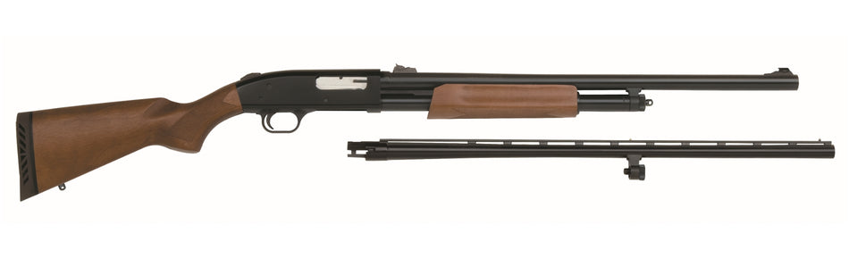 Mossberg 54264 500 Combo 12 Gauge 5+1 3" 24" Slugster/28" Vent Rib Steel Barrels, Dual Extractors, Blued Steel Receiver w/Integral Scope Mount, Fixed Wood Stock, Fully Rifled Bore Choke