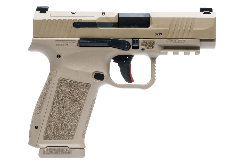 Canik HG7883DN Mete MC9LS Sub-Compact Frame 9mm Luger 17+1 3.64" Black Steel Barrel Flat Dark Earth Serrated Steel Slide, Flat Dark Earth Polymer Frame w/Picatinny Rail, Interchangeable Backstrap Grip