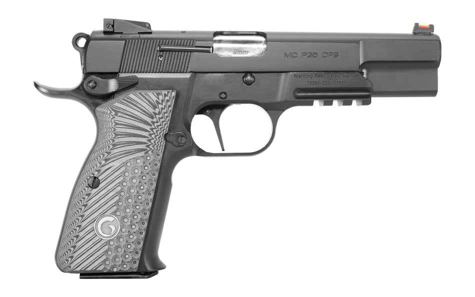 EAA GIRSAN 390470 MCP35 Match 9mm Luger 15+1 4.87" Stainless Steel Barrel, Matte Black Serrated Slide, Matte Black Steel Frame w/Accessory Rail & Beavertail, Black/Gray Checkered Grips Ambidextrous