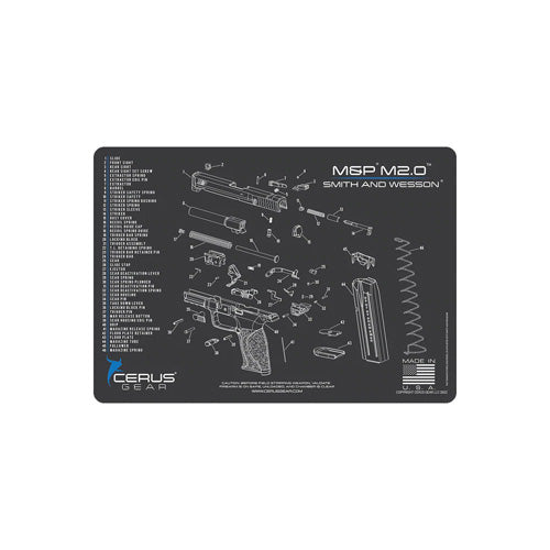 S&W M&P M2.0 Gun Cleaning Mat Schematic Charcoal Gray 12x17 Inch