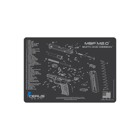 S&W M&P M2.0 Gun Cleaning Mat Schematic Charcoal Gray 12x17 Inch