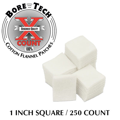 Bore Tech X-Count Cotton Flannel Patches 1 Inch Square, Bag of 250