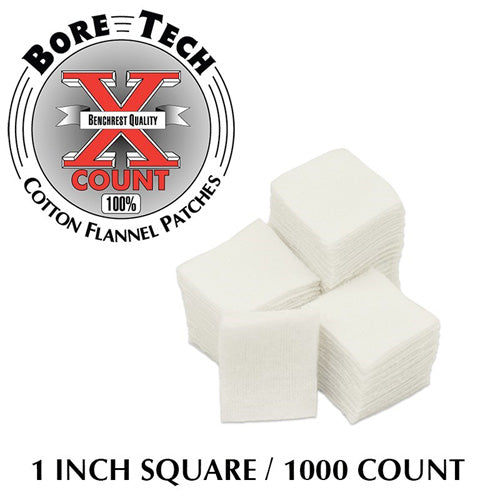 Bore Tech 1 Inch Square Firearm Cleaning Patches - Bag of 1000