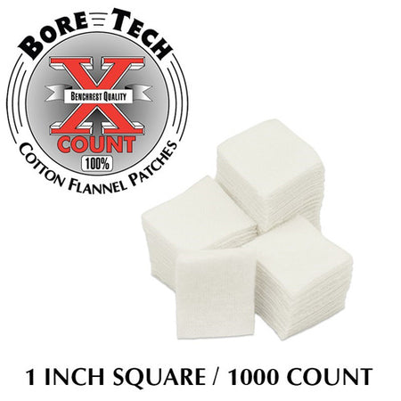 Bore Tech 1 Inch Square Firearm Cleaning Patches - Bag of 1000