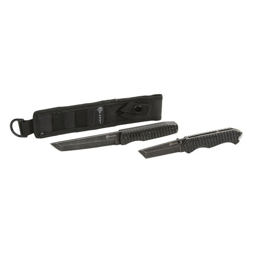Reapr 11008 Two-Piece Tanto Knife Set 420 Stainless Steel Fixed and Folder