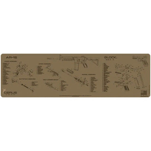 AR15 and Glock Dual Schematic Magnum XXL Cleaning Mat Coyote