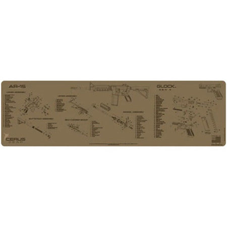 AR15 and Glock Dual Schematic Magnum XXL Cleaning Mat Coyote