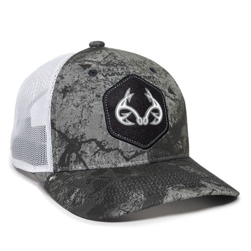Realtree WAV3 Hat Mirage Grey White Camo Silicone Patch