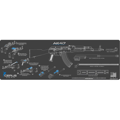 AK-47 Step-by-Step Field Strip Instructional Mat Gray Blue