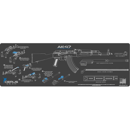 AK-47 Step-by-Step Field Strip Instructional Mat Gray Blue