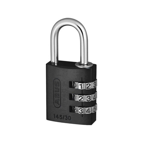 ABUS AlumCombo 145/30C Black Spring-Shackle 3-Dial Combination Lock