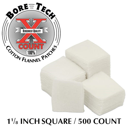 Bore Tech 1 1/8 Inch Square Firearm Cleaning Patches - Bag of 500