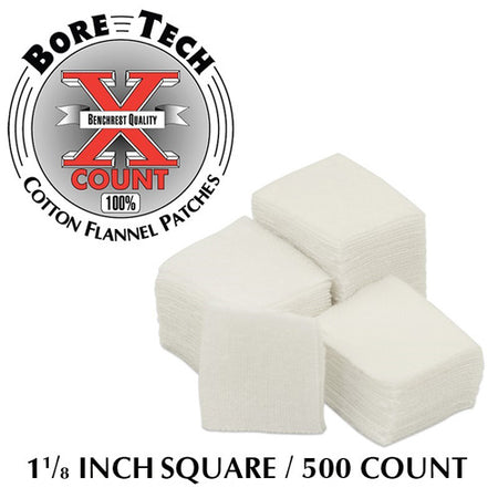 Bore Tech 1 1/8 Inch Square Firearm Cleaning Patches - Bag of 500