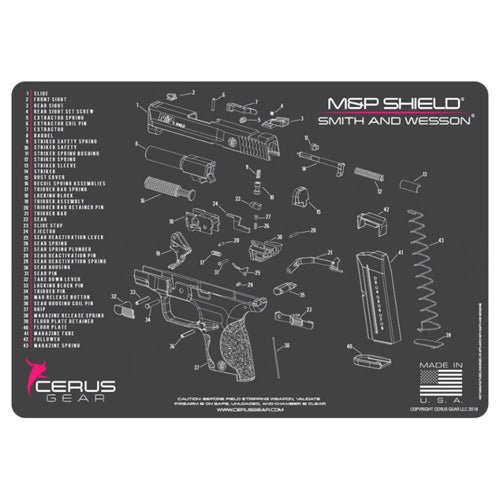 Smith & Wesson M&P Shield Cleaning Mat with Schematic - Pink