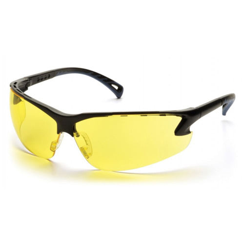 Venture 3 Safety Glasses Amber Lens Black Frame Impact Rated