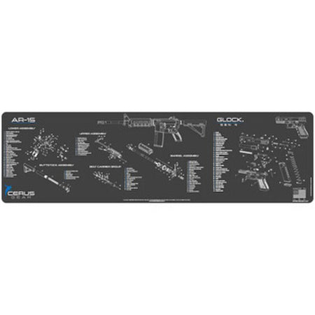 AR15 and Glock Combo Magnum Cleaning Mat Charcoal Gray 14x48 Inch