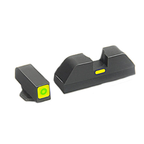Glock CAP Night Sight Set - Green Tritium Lamp, LumiGreen Square Outline Front, Bar Rear