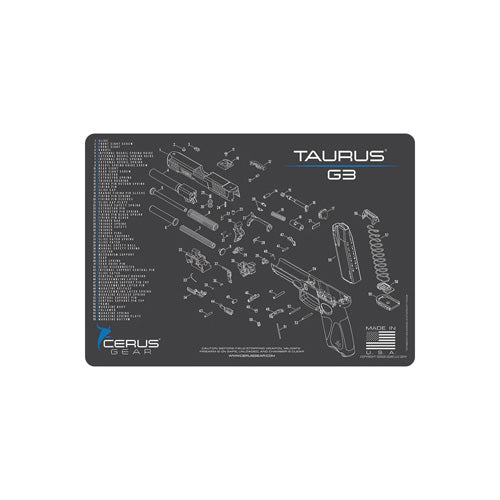 Taurus G3 Cleaning Mat with Schematic - Charcoal Gray