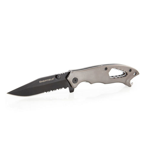Sheffield Mechan Alloy 9-in-1 3in Drop Point Folding Knife with Bottle Opener and Wrenches