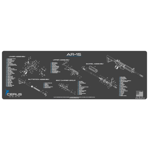 AR-15 Armorer Schematic Rifle Mat Charcoal Gray Blue
