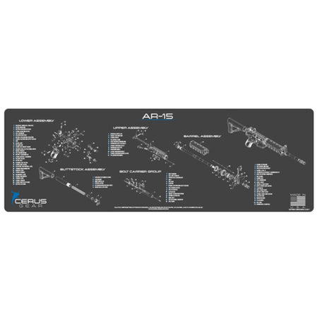AR-15 Armorer Schematic Rifle Mat Charcoal Gray Blue