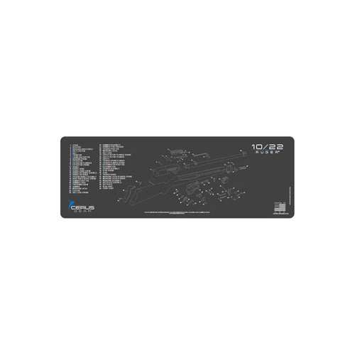 Ruger 10/22 Schematic Gun Mat with Parts Layout Gray