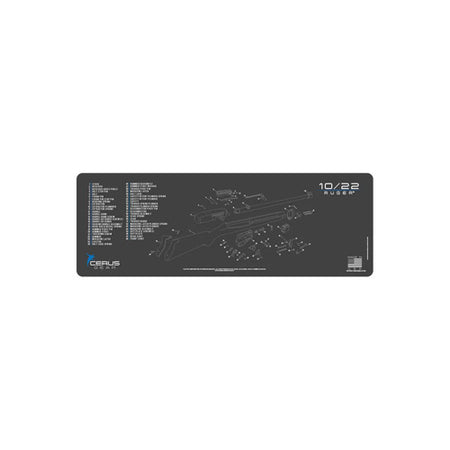 Ruger 10/22 Schematic Gun Mat with Parts Layout Gray