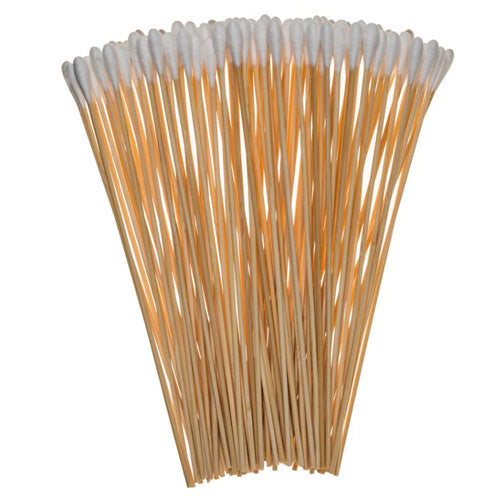 Firearm Cotton Cleaning Swabs 100 Count - Low Lint Cotton Tips, Wood Shaft