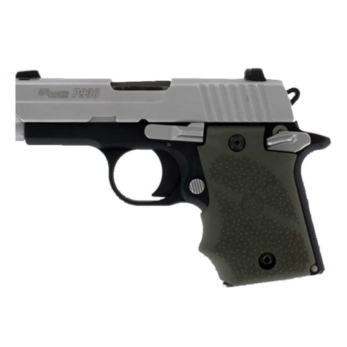 SIG P938 Ambidextrous OverMolded Rubber Grip Finger Grooves OD Green by Hogue