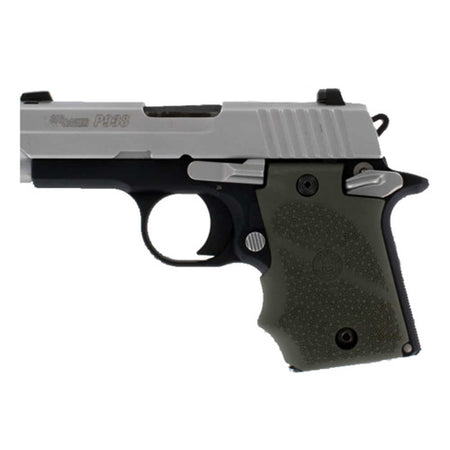 SIG P938 Ambidextrous OverMolded Rubber Grip Finger Grooves OD Green by Hogue
