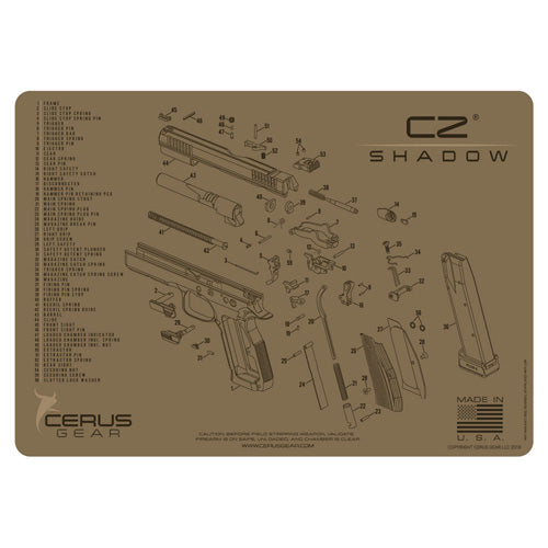 CZ Shadow 2 Coyote ProMat Handgun Schematic Mat 12x17