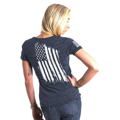 Women's Relaxed Fit America Flag T-Shirt Navy 2XL by Nine Line