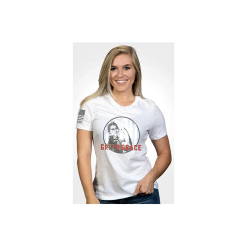 Women's Relaxed Fit Grit and Grace Graphic T-Shirt White XL