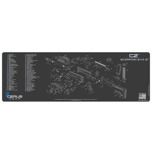 CZ Scorpion EVO SBR Parts Diagram Cleaning Mat Gray