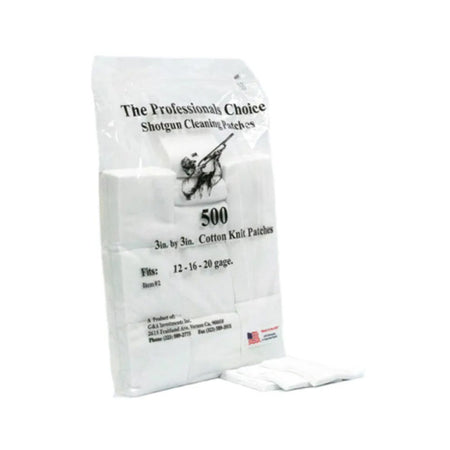 Cotton Knit Square Shotgun Cleaning Patches 3x3 Inch, 12-16-20 Gauge, 500 Qty