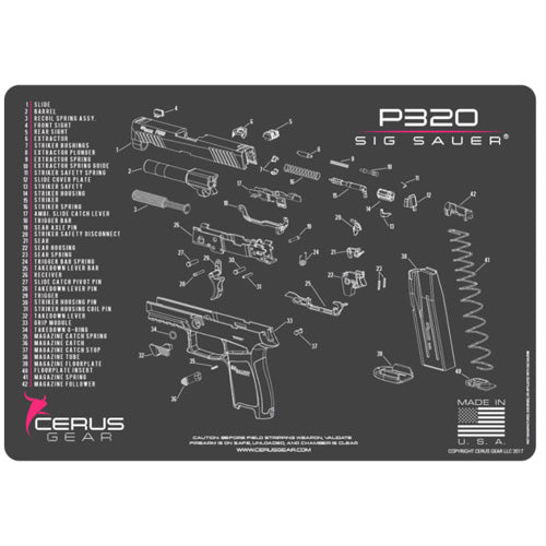 SIG P320 Firearm Schematic Mat - Charcoal Gray Pink Colorway