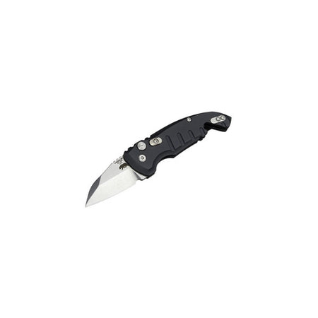 Microtech A01-Microswitch Auto Knife Wharncliffe 1.95in Tumbled Blade Black CF Frame