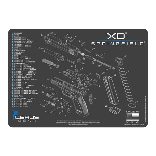 Springfield XD Striker-Fire Schematic Mat - Gray and Blue